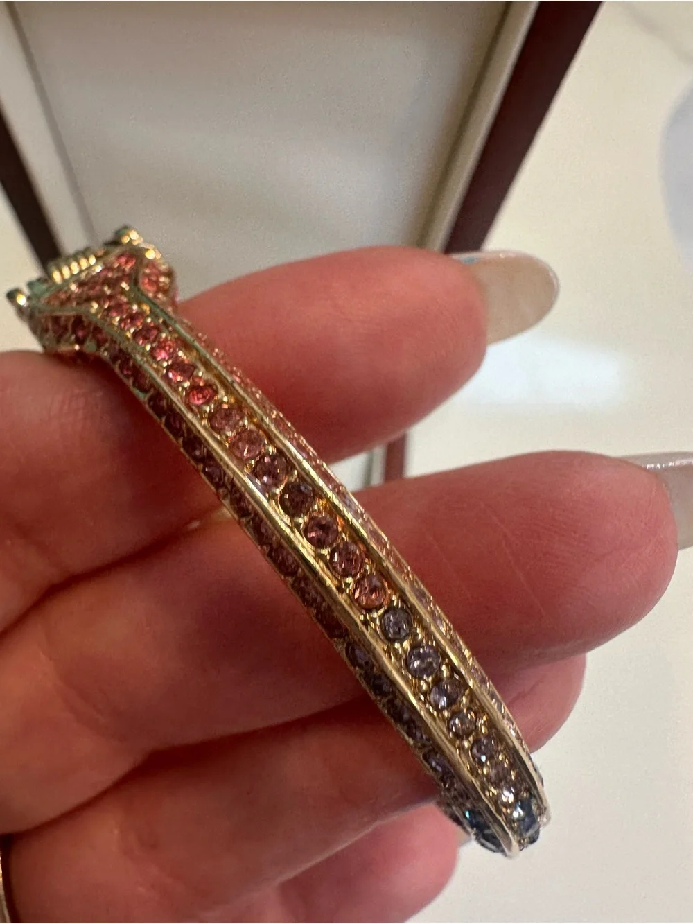 Betsy Johnson pave Gold-Tone Rainbow Crystal Pencil Bangle Bracelet